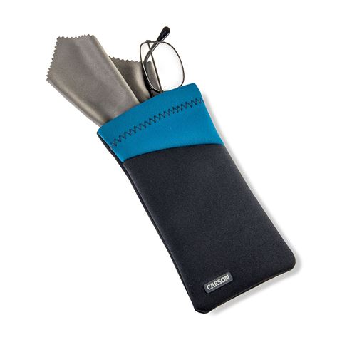 Carson Neoprene Brillenhoesje met microvezeldoekje Grijs/Blauw